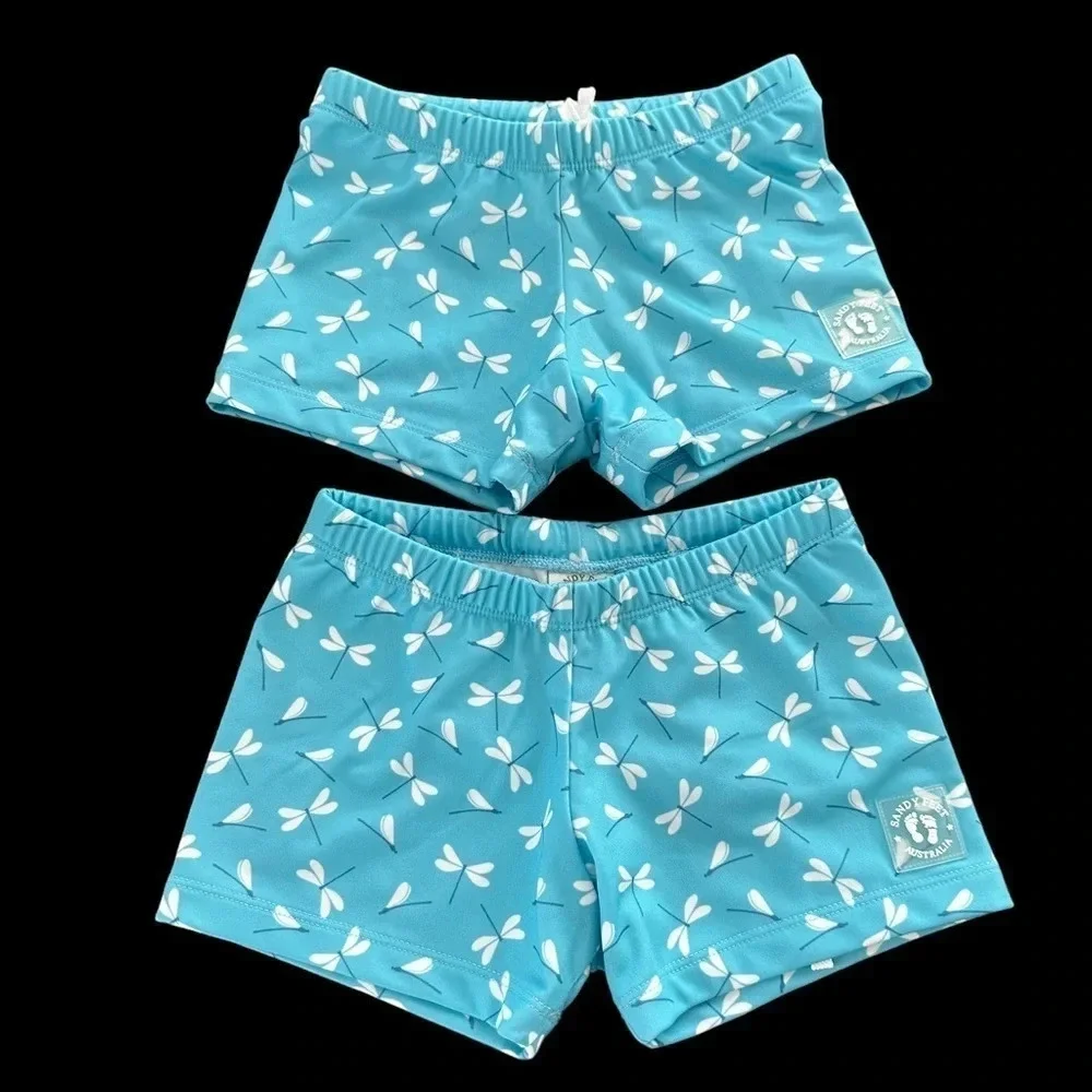 Sandy Feet Australia Girls 5/6‎ Blue Dragonfly Swim Shorts Swimwear UPF 50+